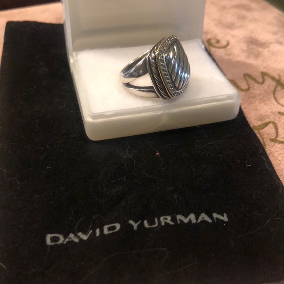 David Yurman squares ring w/diamonds - Picture 2 of 3